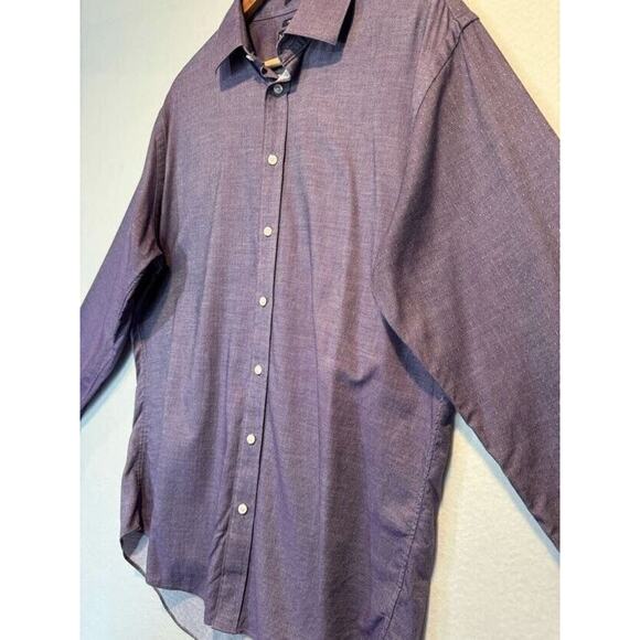Neiman Marcus Mens Large Purple Trim Fit Button Up Shirt 17 34/35 * - Picture 4 of 13